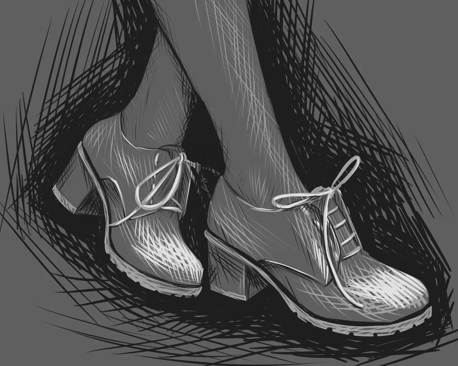 Эскизы обуви на столе